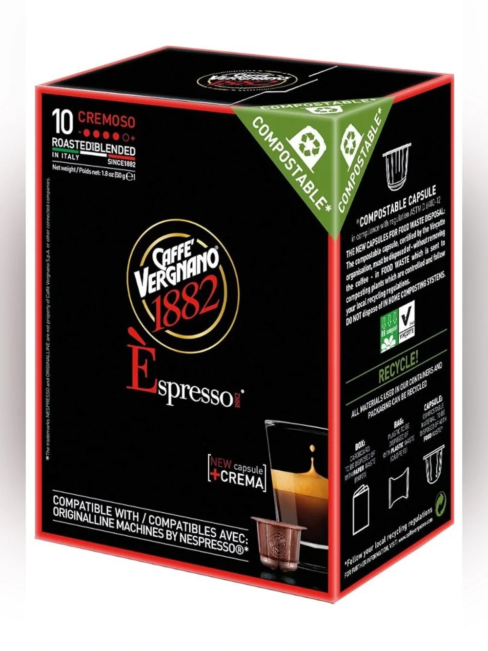 Caffe Vergano 1882 Espresso Capsules - Black